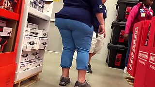 SSBBW Granny Clerk Huge Ass Caught Again